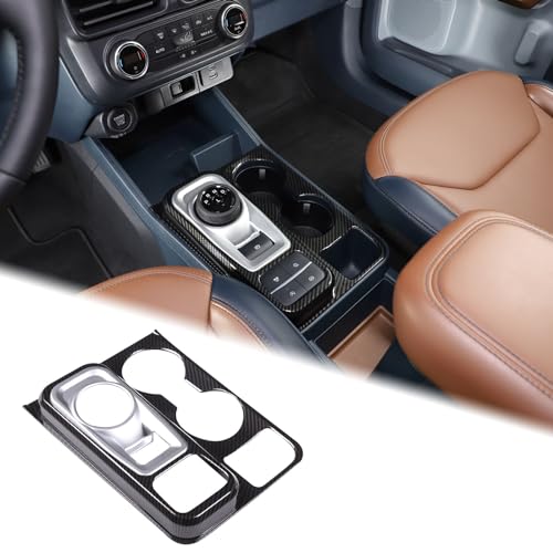 Aunginsy Car Central Control Gear Shift Panel Cover Cup Holder Trim Compatible with Ford Maverick 2022-2024 Gear Shifter Console Anti-Scratch Panel Frame Decorative Sticker Protection ABS Accessories - color: Carbon Fiber Pattern+Silver