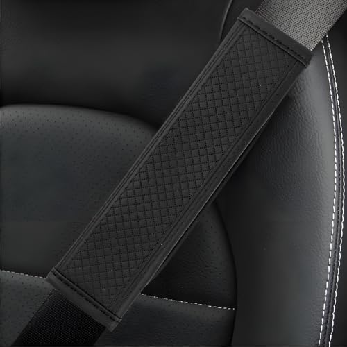 2PCS Car Seat Belt Cover, Soft Shoulder Strap Covers for More Comfortable Driving, Auto Seatbelt Shoulder Pad Cushions, Leather Safety Seatbelt Protector Universal for Car SUV (Black) - color: Black