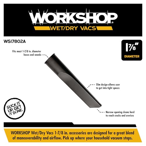 WORKSHOP Wet/Dry Vacs Shop Vacuum Accessories WS17802A Crevice Tool Attachment for Wet Dry Vacuum Cleaners, Fits 1-7/8-inch Extension Wands and Hoses - size: 1-7/8"
