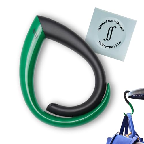 EMBRACE Dual Colour Purse Hook Hanger – Lightweight, Teardrop S Hooks | Bag Clip Holds 22 lb Bags, Backpacks | Purse Charms for Women, Men | Caviar & Emerald - color: caviar/emerald