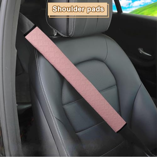 2PCS Car Seatbelt Cover, Soft Leather Vehicle Safety Seat Belt Cushion, 19.7 Inch Comfortable Auto Shoulder Neck Chest Protection Pads Accessories, Universal for Most Cars (Pink) - color: Pink/19 inches