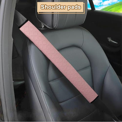 2PCS Car Seatbelt Cover, Soft Leather Vehicle Safety Seat Belt Cushion, 19.7 Inch Comfortable Auto Shoulder Neck Chest Protection Pads Accessories, Universal for Most Cars (Pink) - color: Pink/19 inches