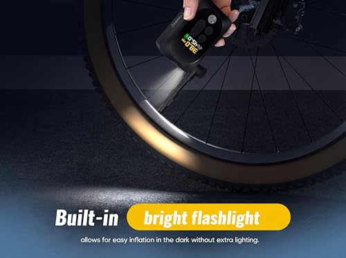 Mini Electric Bike Pump, 120g Ultra-Light 150 PSI Portable Bike Tire Inflator with Digital Gauge, USB-C Rechargeable Auto-Stop, Presta & Schrader for Road Mountain E-Bike - color: Mini Black