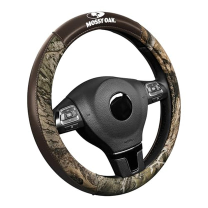 Mossy Oak Camo Steering Wheel Cover, Durable Grip Car Steering Cover, Universal Fit 14.5"–15.5" - Made with Premium Brown PVC Leather and Cotton Fabric, Anti-Slip - Official Licensed Product - color: Brown