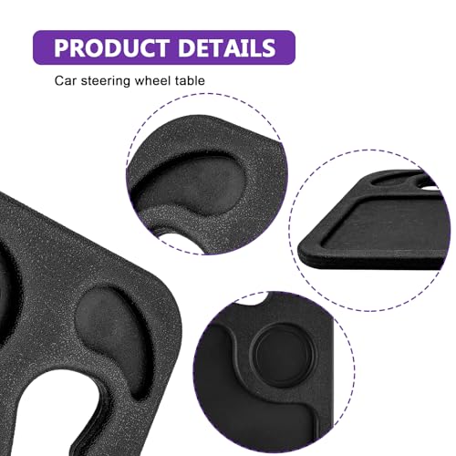 Car Steering Wheel Desk Tray for Laptop and Eating 2 in 1 Multipurpose Travel Accessory with Drink and Pen Holder Compatible with Most Vehicles