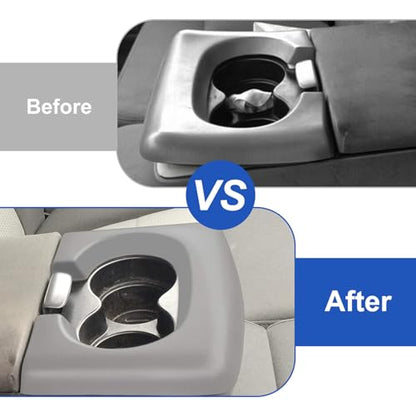 Center Console Cover Cup Holder Armrest Replacement Pad Compatible with Ford F150 2004-2014 Grey(Hard Plastic NOT Padded) - color: Grey, size: <2004-2014>