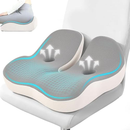 Seat Cushion,Office Chair Memory Cushion, Ergonomic Design, Relieve Sciatica and Long-Term Sitting Pain, Suitable for desks, car Seats, Games, wheelchairs - color: Gray