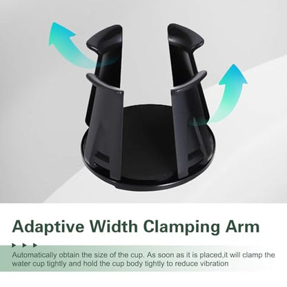 2PCS Car Cup Holder Insert, Upgraded Adaptive Clamping Arm Auto Cup Holder Expander, Adjustable Anti-Shake Car Drink Holder Insert, Anti-Slip Self-Adhesive Bottle Locking Expander Accessory