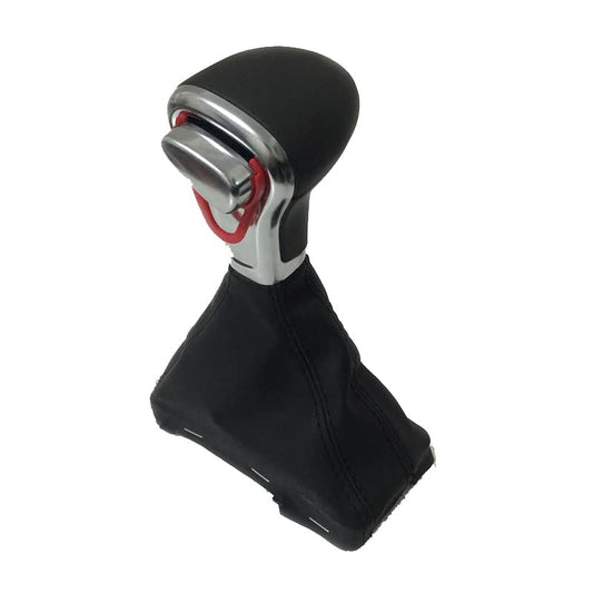 Automatic Left Hand Drive LHD Car Gear Shift Knob Gaitor Boot Cover Leather for Audi A6 C6 A3 8P A4 B8 A5 Q5 (Black Set) - style: black set