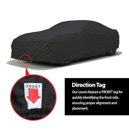 DaShield SoftTec Indoor Satin Car Cover for Plymouth Barracuda 1970-1974 Hardtop/Coupe EMI Custom Fit Elastic Stretchy Flexible High-end Luxury Dust Protection-Black