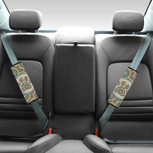 UNICEU Bohemian Animal Dog Paw Car Accessories Neoprene Comfort Car Seat Belt Shoulder Strap Pads, 2 Packs, Universal Auto Seatbelt Cover - color: Boho Dog Paw