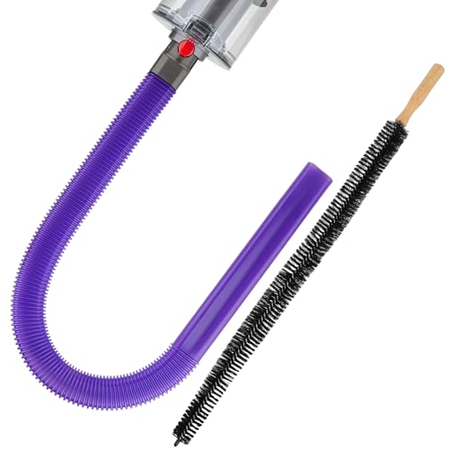 Fullclean Dryer Vent Lint Vacuum Atttachments for Dyson V15 V15s Gen5 V12 V11 V10 V9 V8 V7 Detect Absolute Cyclone Outsize Slim Vacuum Cleaner Crevice Flexible Dryer Lint Remove Tool Cleaner Kit - style: Dryer Hose and Brush Purple