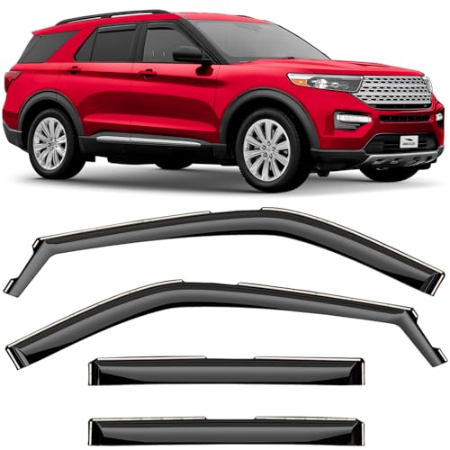 Voron Glass in-Channel Extra Durable Rain Guards for Ford Explorer 2020-2026, Window Deflectors, Vent Window Visors, 4 Pieces - 200715 - color: For Explorer 20-26
