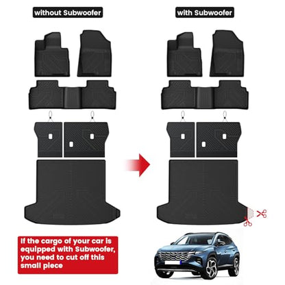 LASFIT Floor Mats & Cargo Mat with Seatback for Hyundai Tucson Gas 2026 2025 2024 2023 2022 SEL/SEL Convenience/SE/XRT, All Weather TPE Car Mats Custom Fit Tucson 2022-2026 Floor Liners & Trunk Mat - size: 2)For Hyundai Tucson | 2022-2026 | Gas