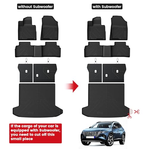 LASFIT Floor Mats & Cargo Mat with Seatback for Hyundai Tucson Gas 2026 2025 2024 2023 2022 SEL/SEL Convenience/SE/XRT, All Weather TPE Car Mats Custom Fit Tucson 2022-2026 Floor Liners & Trunk Mat - size: 2)For Hyundai Tucson | 2022-2026 | Gas