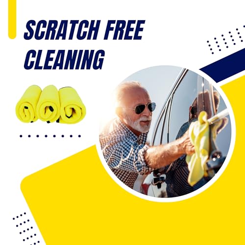 Microfiber Towels for Cars (Pack of 3) - Wash Rags with High GSM, Highly Absorbent, Soft & Lint-Free - Cleaning Rags Cloths for Car Wash Detailing Drying & Home Cleaning Supplies