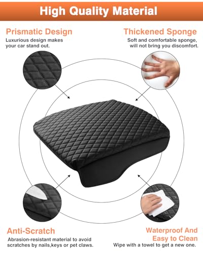 Shademax Center Console Cover for Dodge Ram 1500 2026 2025-2019, Armrest Cushion Pad Cover for 5th Ram 1500 2500 3500 Accessories Arm Rest Cushion Leather Bucket Seat Console Protector Anti-Scratch - size: Size for Dodge Ram 1500 2500 3500 2019-2026