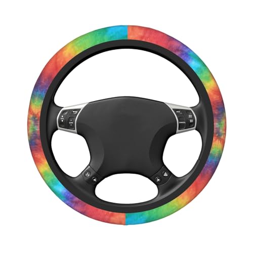 Rainbow Tie Dye Elastic Steering Wheel Cover Universal 15 Inch - color: 17