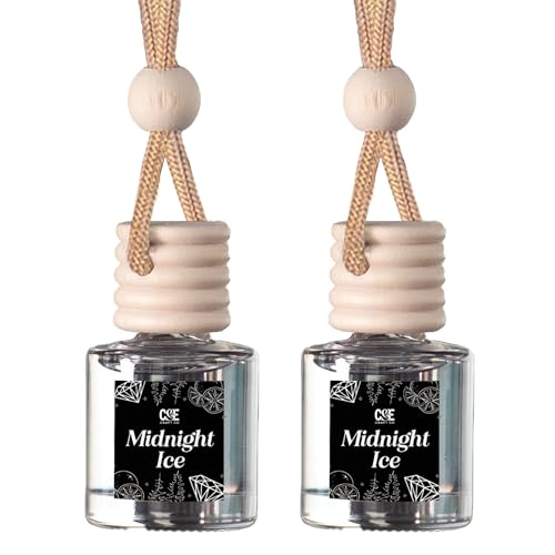 C&E Craft Co Hanging Car Air Freshener Diffuser 2 Pack, Long Lasting Fragrance Oil Car Freshener, Glass Bottle Auto Air Freshener, Made in USA (Midnight Ice) - size: 0.68 Fl Oz (Pack of 1)