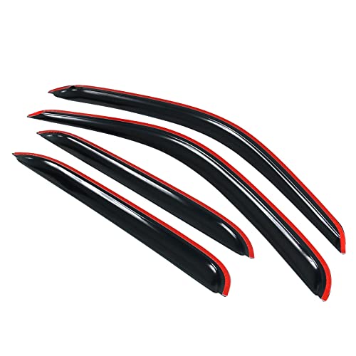 Window Visor Compatible with 2001-2004 Toyota Tacoma Crew Cab, Slim Style Acrylic Smoke Tinted 4PCS Sun Rain Shade Guard Wind Vent Air Deflector by IKON MOTORSPORTS, 2002 2003 2004