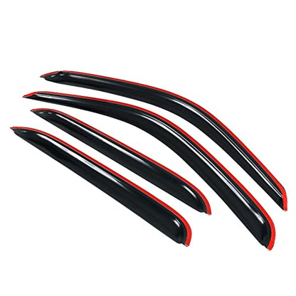 Window Visor Compatible with 2001-2004 Toyota Tacoma Crew Cab, Slim Style Acrylic Smoke Tinted 4PCS Sun Rain Shade Guard Wind Vent Air Deflector by IKON MOTORSPORTS, 2002 2003 2004