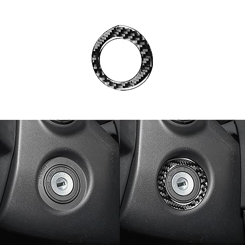 Real Premium Carbon Fiber Car Engine Start Stop Ignition Key Ring Trim Soft Sticker Compatible with Toyota Corolla 2014 2015 2016 2017 2018 Auto Interior Accessories Black 1pc - color: Ignition Key Ring