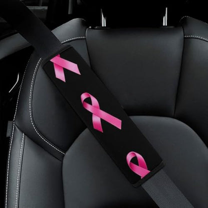 Women's Car Belt Covers, Breast Cancer Awareness Ribbons Black Fashion Cushion Pad Car Shoulder Strap Harness Pad - color: Color347