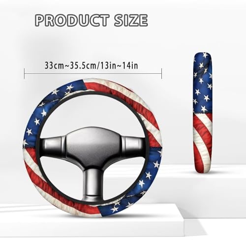 American Flags Golf Cart Steering Wheel Cover Fit 13-14 Inch Car Anti-Slip Car Accessories Steering Wheel Cover Odorless Breathable Wrap Cover Sweat Absorption - color: American Flags