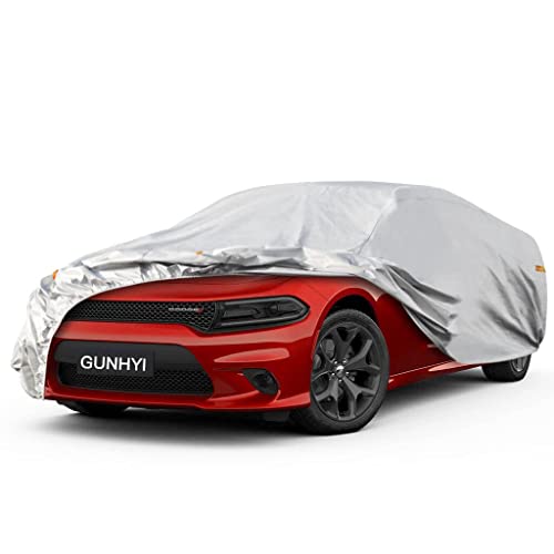 GUNHYI 6 Layers Sedan Car Cover Waterproof All Weather, 100% Waterproof Outdoor Car Covers Full Exterior Covers for Automobiles Sedan Hatch SUV Rain Sun UV Dust Protection. Size A7 (See Size Chart) - color: Silver, size: A7-see Vehicle Size Chart