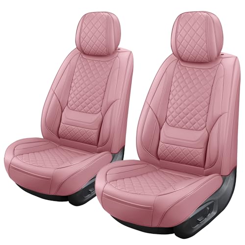 Front Seat Covers for Cars Breathable Leather Seat Covers Waterproof Seat Protectors Universal Fit for Most Automotive Cars SUV Trucks Van(Pink, Front Pair) - color: Pink4, size: Front Pair