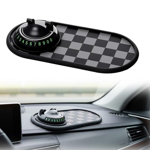 Multifunction Car Anti-Slip Mat, 2026 Upgrade 360° Rotating Car Dashboard Phone Holder Mat with Temporary Parking Number, Universal Organizer Pad Mat for Phones, Sunglasses, Keys Gadgets (Color A) - color: Color A