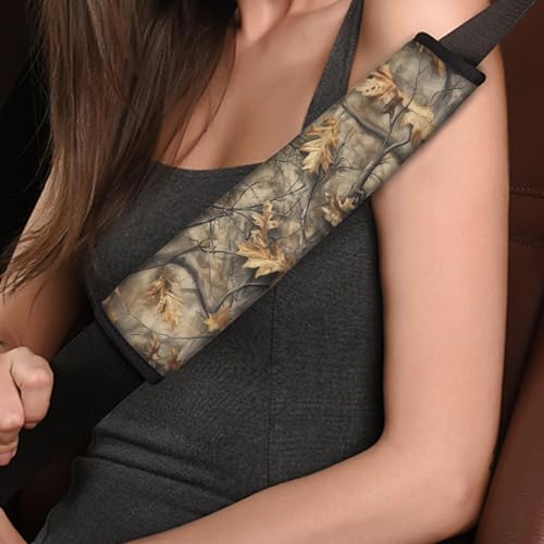 Camouflage Hunting Automotive Seat Belt Cover Thickened Seatbelt Shoulder Pad Cushions 2 PCS Anti-Slip Shoulder Strap Protect Universal Fit for Auto Truck Van SUV - color: Camouflage Hunting