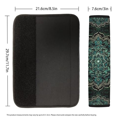 2 Pcs Green Mandala Car Seat Belt Pads for Men Women Trendy Auto Accessories Universal Fit Vehicles SUV Van Shoulder Straps Covers - color: Green Mandala