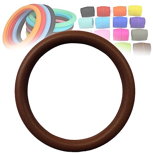 Cool Non-Slip Silicone Steering Wheel Protector, Universal Car Steering Wheel Protective Cover, Non-Slip Silicone Ultra Thin Steering Wheel Cover (Brown)