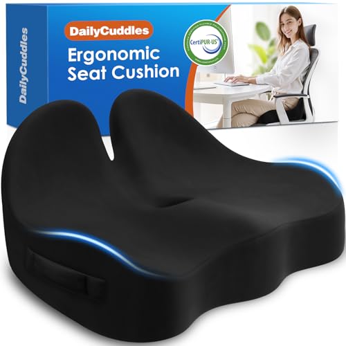 Seat Cushion, Chair Cushions for Office Chairs/Desk Seats/Wheelchair - Hip&Sciatica&Tailbone Pain Relief Memory Foam Office Chair Cushion for Long Sitting Office Workers, Black - color: Black, size: Large