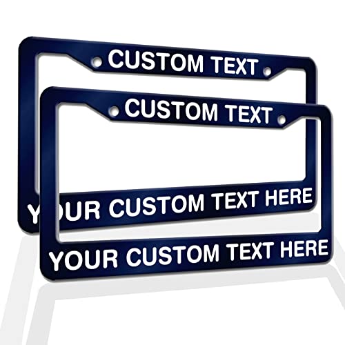 Any Text License Frames - Your Custom Message Plate Frame Custom Personalized Name Monogram Logo License Plate Frame Custom Funny License Plate Holder - Navy - color: navy, size: Two frames