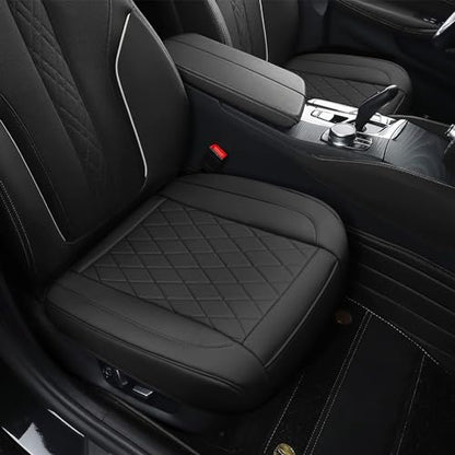 Front Bottom Seat Cover for Cars, 2-Pack Luxury Faux Leather Car Bottom Seat Cover Auto Seat Cushion, Anti-Slip, Waterproof, Universal Fit, Black - color: Front Seats - Black