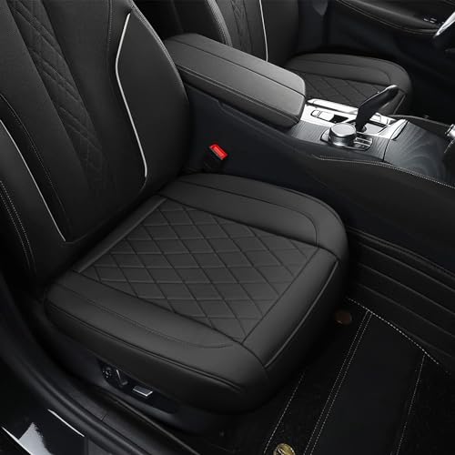 Front Bottom Seat Cover for Cars, 2-Pack Luxury Faux Leather Car Bottom Seat Cover Auto Seat Cushion, Anti-Slip, Waterproof, Universal Fit, Black - color: Front Seats - Black
