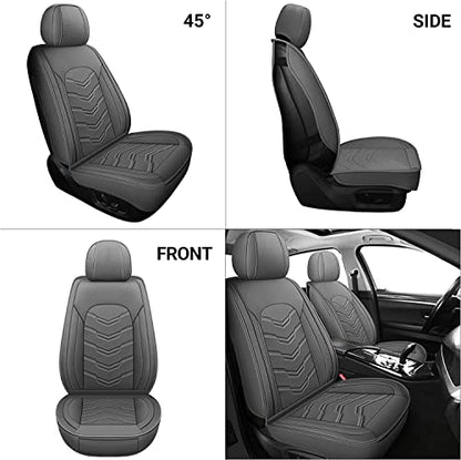 AOOG Leather Car Seat Covers Universal fit Most Sedans SUV Trucks, (Full Set, Grey) - color: GREY, size: FULL SET