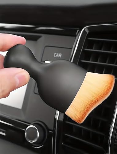 2Pcs Soft Bristle Car Interior Cleaning Brush - Compact Dust Removal Tool for Seats, Vents & Consoles (Non-Scratch Portable Design) - color: White