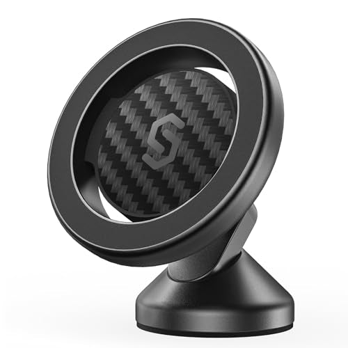 SYNCWIRE MagSafe Car Mount - Flexible Rotation Magnetic Phone Holder for Dash, Strong Magnets, Universal Compatible iPhone, Samsung, Pixel - MagSafe Car Accessories - style: Carbon Fiber