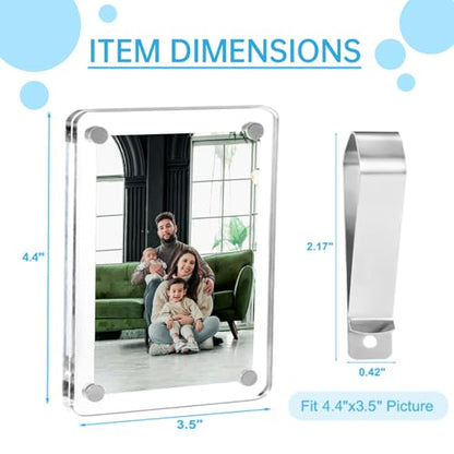 2 Pack Magnetic Car Visor Photo Holder – Personalized Acrylic Clip for Family, Pets, Travel Pictures – Easy Snap-On Car Accessory for Sun Visor (2 Pack, 3.5''x4.4'') - style: 2 Pack 3.5x4.4in