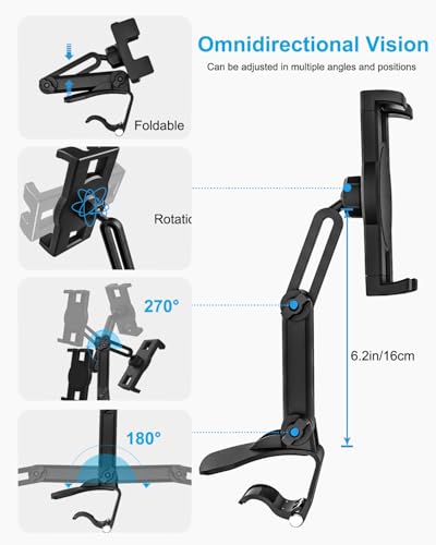 Dashboard Clip Car Phone Holder - [Thick Cases Friendly] 360° Adjustable Dash Clamp Phone Holders for Your Car Mount Accessories for iPhone 17 Pro Max Air 16 15 14 13 12 Plus, Android, All Smartphones