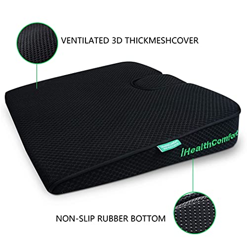 IHEALTHCOMFORT(19.7×17.7inches Extra Large Sciatica Seat Cushion for Office Chair,Oversized Car and Truck Seat Cushion,U-Cut Long Sitting Pain Relief Chair Pad - size: 19.7x17.7