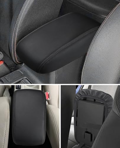 INTGET Car Center Console Armrest Cover for Subaru Crosstrek Accessories 2012 2013 2014 2015 2016 2017 Impreza 2012-2016 Leather Arm Rest Box Lid Middle Console Cover (Black Stitches, 2012-2017) - color: Black Stitches