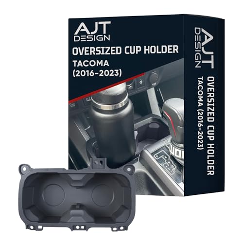 AJT DESIGN Oversized Cup Holder for Toyota Tacoma (2016-2023) | ABS Plastic Oversized Cup Holder Replacement for Tacoma - Cement | Vessel Diameter of 3.65" | Made in USA - color: Cement, style: Without Rubber Tray