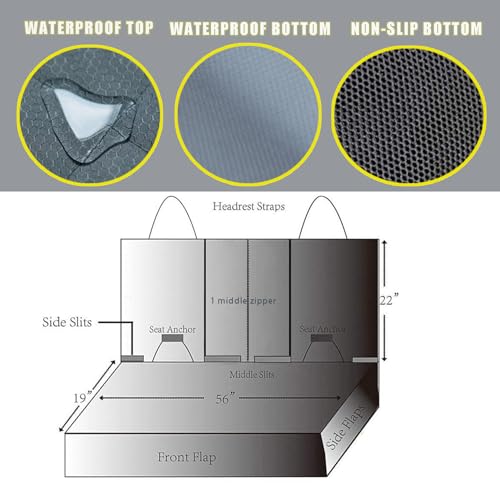 Dog Car Seat Cover, Deluxe Waterproof Pet Back Carseat Protector for Cars, SUVs, Trucks, Nonslip and Easy Cleanup Backseat Pet Cover for Automotive Rear Bench (Grey) - color: GREY