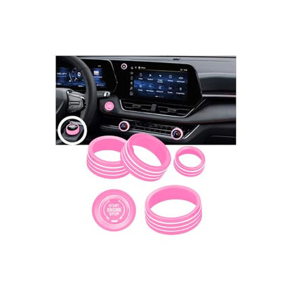 for 2025 2026 Chevrolet Equinox（No Equinox EV） Aluminum Interior Trim Accessories, Including air Conditioning Volume Controls, Shift Switch, and Starter knob Cover/Ring. (Pink) - color: pink