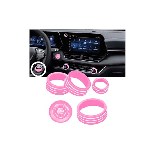 for 2025 2026 Chevrolet Equinox（No Equinox EV） Aluminum Interior Trim Accessories, Including air Conditioning Volume Controls, Shift Switch, and Starter knob Cover/Ring. (Pink) - color: pink