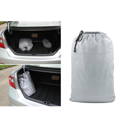 uxcell YL Silver Tone 190T Car Cover Outdoor Weather Waterproof Scratch Rain Snow Heat Resistant W Mirror Pocket 480 x 185 x 170cm - size: YL